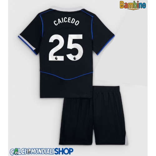 Maglie da calcio Chelsea Moises Caicedo #25 Terza Maglia Bambino 2025-26 Manica Corta + Pantaloni corti)
